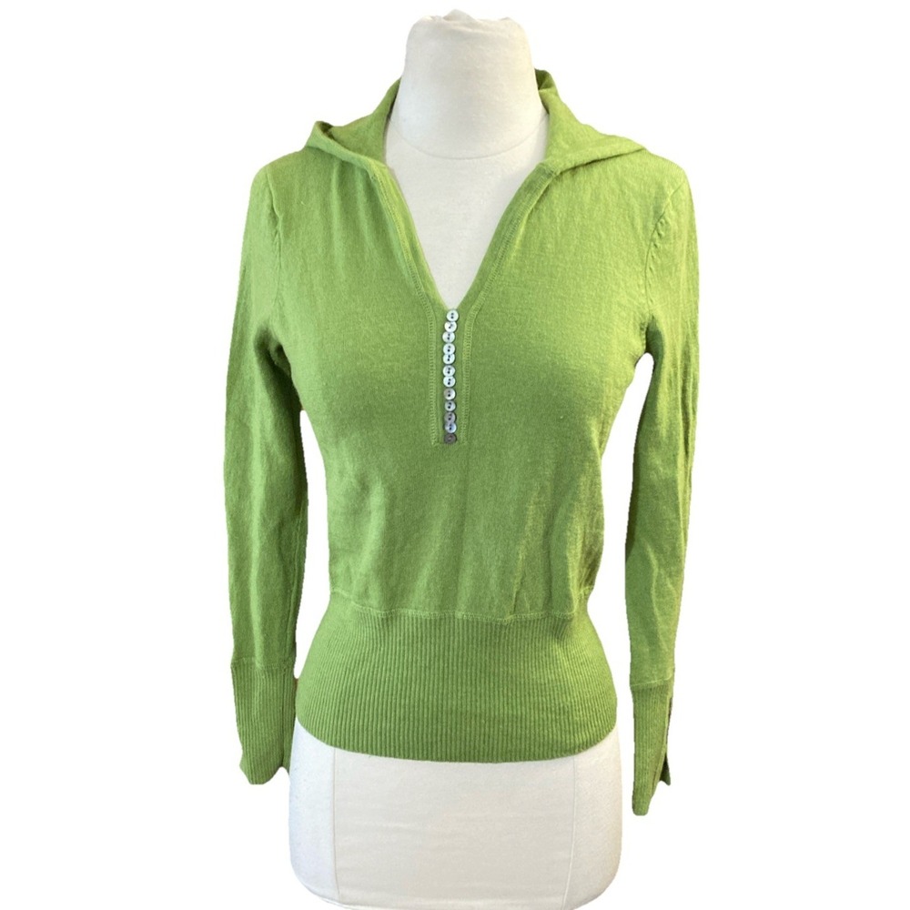 Sarah Spencer Italian Merino Wool Hooded Sweater Womens S Green Bella Swan